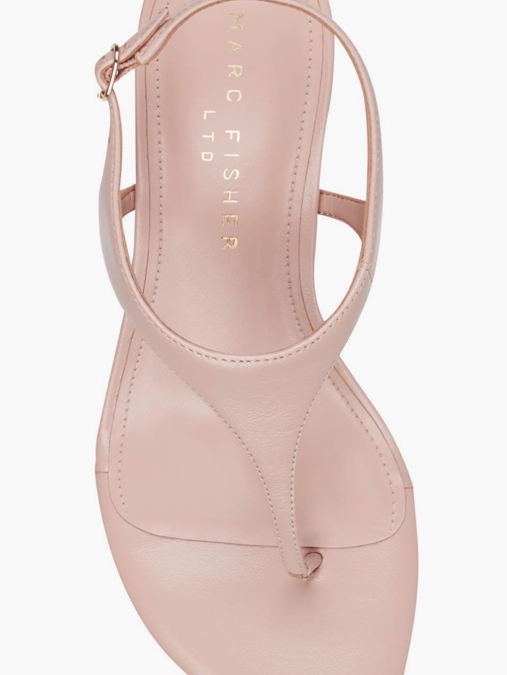 Marc Fisher Blush Leather Thong Sandal with Adjustable Ankle Strap